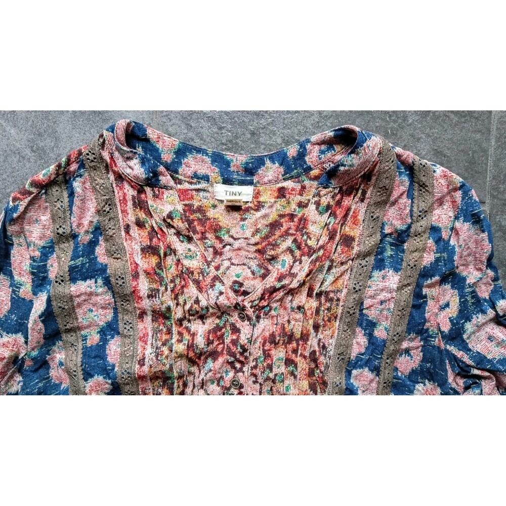 Anthropologie Tiny Patchwork Floral Boho Dress Medium Crochet Prairie Cottagecor - Picture 5 of 16